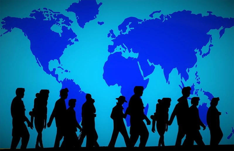 graphic of migrants, immigrants