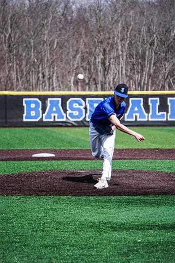 baseball player Michael Byrns pitching