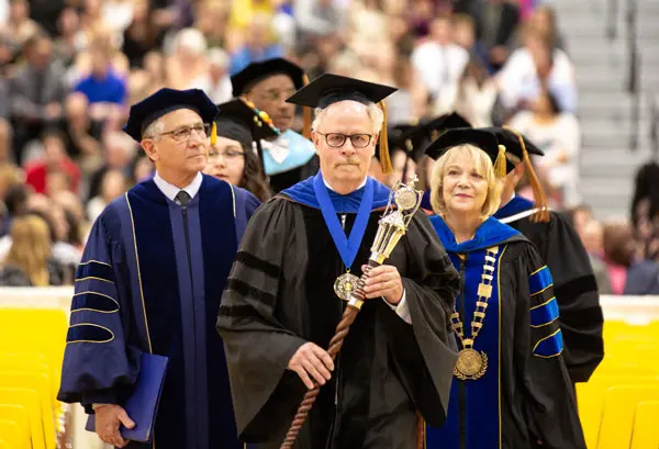 photo of processional at Commencement 2018