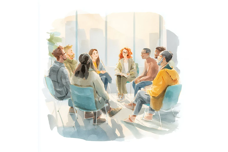 illustration of people sitting in a circle