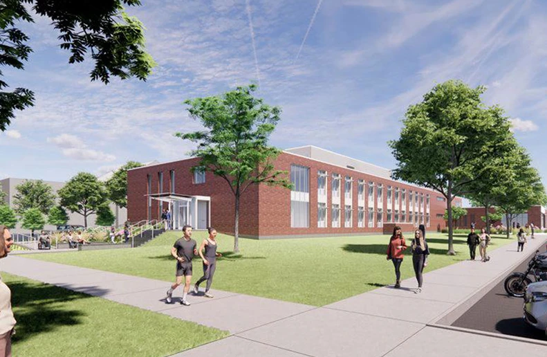 artist rendering of exterior of Jewett Hall after renovation project