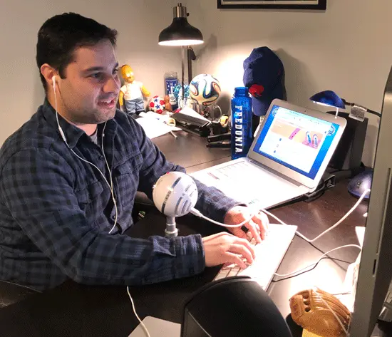teacher at computer