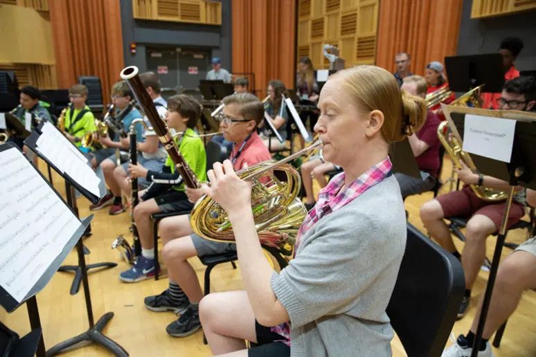 photo of students playing instruments