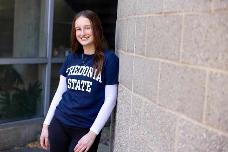 Abbey hanging out on campus