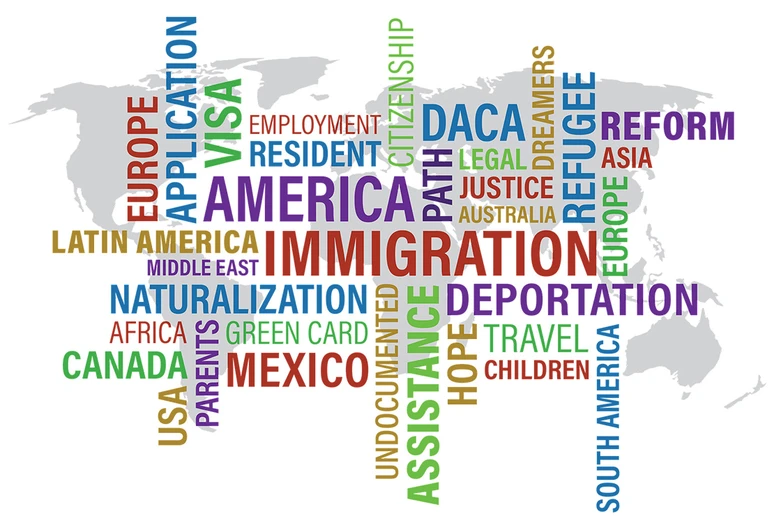 word map of immigration themes 