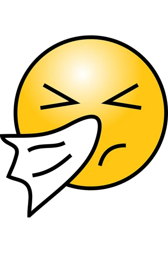 cute illustration of smiley face blowing their nose
