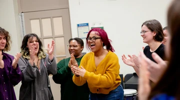 Fredonia Music Therapy students in class. Students at Fredonia can get a degree in music therapy, studying in our music therapy degree program, what do music therapists do?