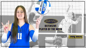 Fredonia State sophomore women's volleyball player Maeve Musielak balancing volleyball