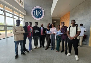 President Kolison with University of Rwanda students.