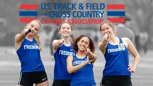 four female track athletes