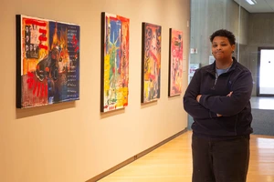 AJ Hanrahan, with award-winning painting series “If Not Now, Then When??