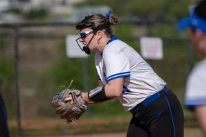 softball pitcher Kendall Phillips in action on the field