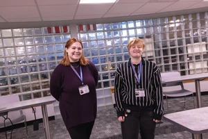 Elliot Sommers, with Compeer adviser and SUNY Fredonia alumna Hayley Kasprzycki.