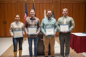 Recipients of scholarships announced at the Veterans Remembrance Ceremony include (from left) Alany Ivera, Aaron LoGiudice, Brodie Loftus and Matthew Adams.