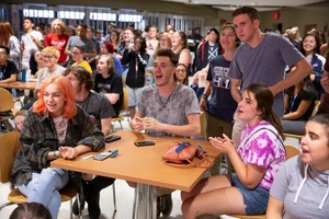 Students at welcome week event