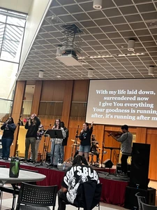 Members of the InterVarsity Christian Fellowship lead last year’s Christian worship service in the Williams Center.