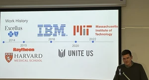 Collin Preston returned to his alma mater to deliver a career presentation to students