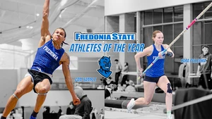 long jumper and pole vaulter in action