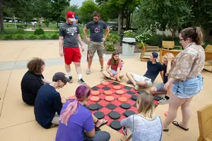 students play game on Williams Center patio