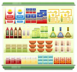 shelves of food