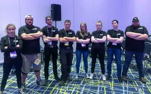 FUSITT’s Tech Olympics team members (from left): Kaitlyn Meegan, Franklin Krzyzewski, Christian Pearson, Connor Dickman, Jess Ma