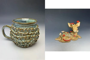 ceramic cup and "Little Deer" sculpture