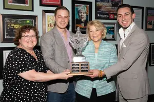 From left: Dr. Susan McNamara, Alex Czechowski, President Virginia Horvath, and Nate Winn.