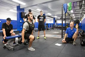Athletes work out in the new performance center