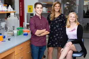 Pre-health students in the lab in the Science Center