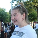 student attending activities night on campus