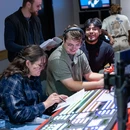 comm students in the TV studio