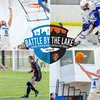 scenes of basketball, hockey and soccer action