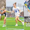 three lacrosse players in action
