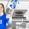 Fredonia State sophomore women's volleyball player Maeve Musielak balancing volleyball