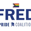 illustration including pride flag and words FRED PRIDE COALITION