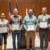 Recipients of scholarships announced at the Veterans Remembrance Ceremony include (from left) Alany Ivera, Aaron LoGiudice, Brodie Loftus and Matthew Adams.