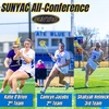 five lacrosse players in action
