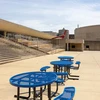 New ADA-accessible tables in front of Reed Library