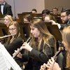 students performing on stage