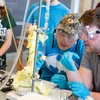 Fredonia chemistry students conducting an experiment in the chemistry lab while majoring in chemistry, Chemistry teaching, chemistry education requirements, chemistry teacher certification, chemistry teacher degree