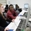 School of Music students work on a computer in a music composition course music composition program, musicology