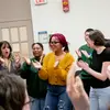 School of Music students in a music therapy class, working toward their music therapy degree, or degree in music therapy. music therapy program